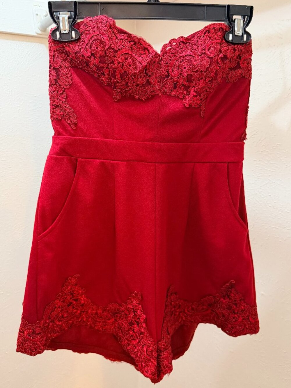 Hello Molly Strapless Red Romper Size 8